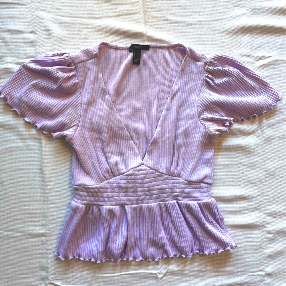 Lavender Crop Top with ruffles.